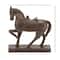 Traditional Brown Polystone Standing Horse Table Sculpture, 9" x 9" x 3"